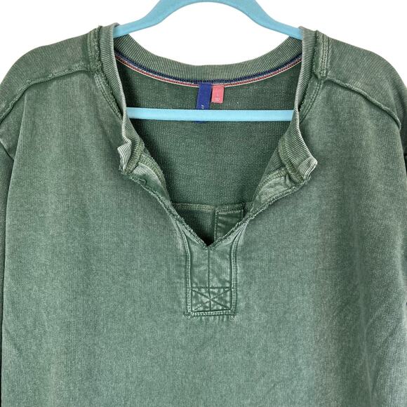 ANTHROPOLOGIE Pilcro Olive Green Terry Split Hem Tunic Top Distressed Cotton - Picture 3 of 16